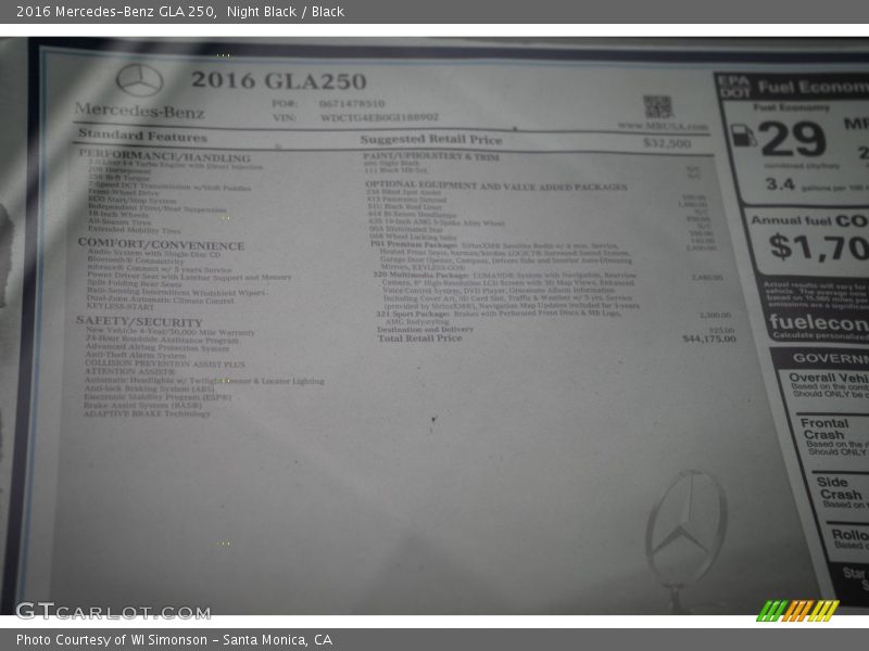 Night Black / Black 2016 Mercedes-Benz GLA 250