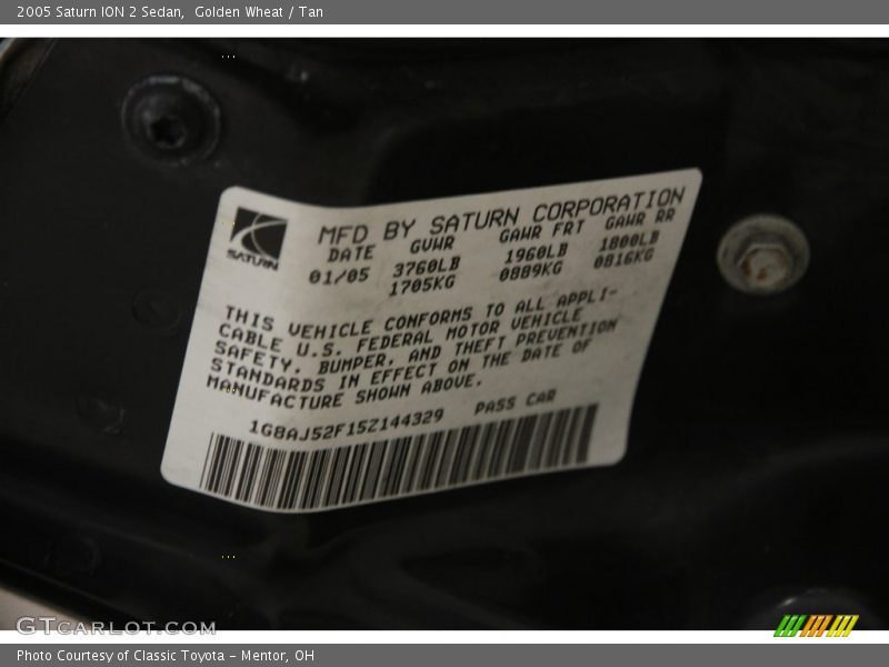 Golden Wheat / Tan 2005 Saturn ION 2 Sedan
