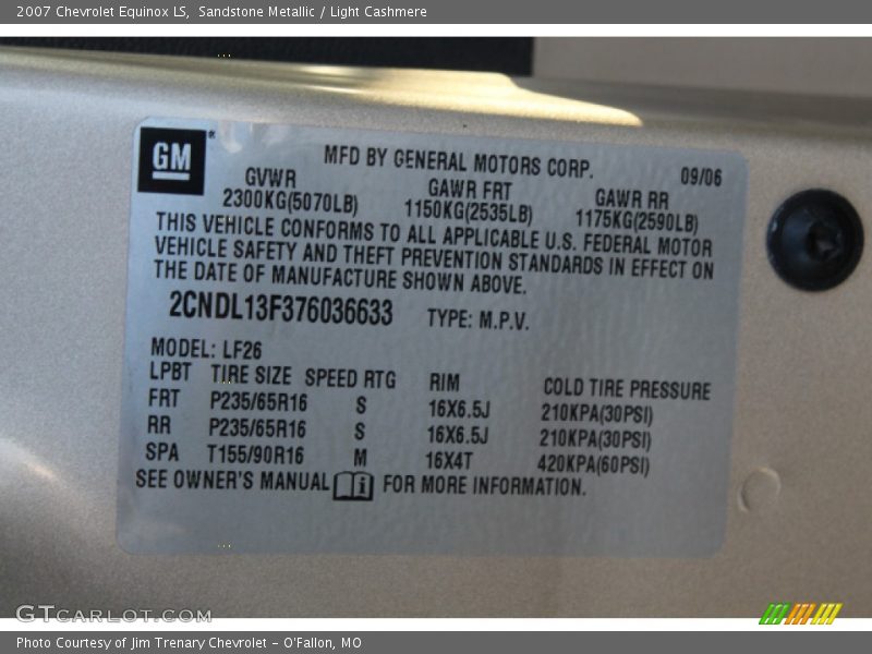 Sandstone Metallic / Light Cashmere 2007 Chevrolet Equinox LS