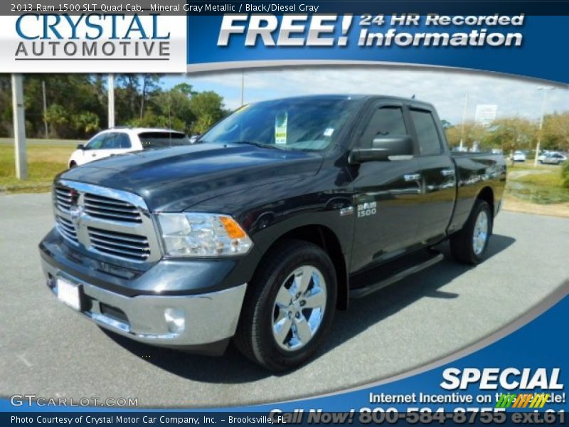 Mineral Gray Metallic / Black/Diesel Gray 2013 Ram 1500 SLT Quad Cab