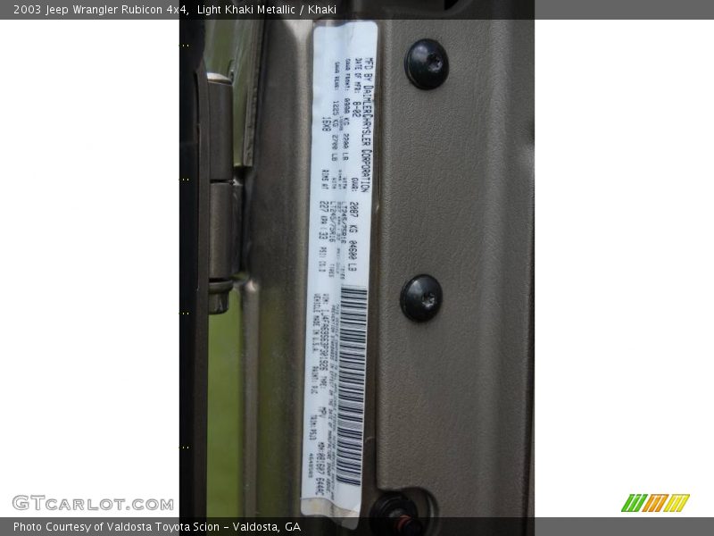 Light Khaki Metallic / Khaki 2003 Jeep Wrangler Rubicon 4x4