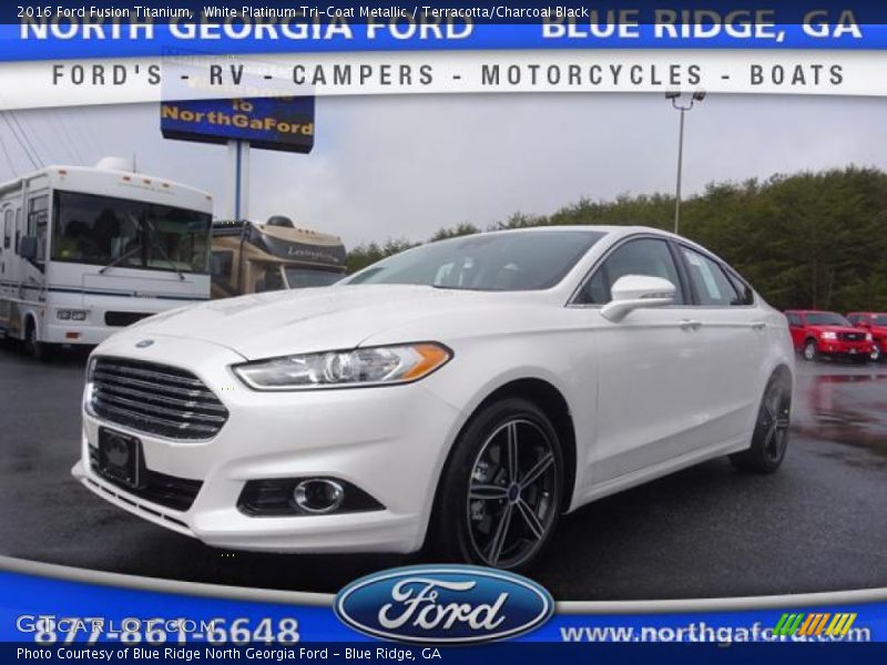 White Platinum Tri-Coat Metallic / Terracotta/Charcoal Black 2016 Ford Fusion Titanium