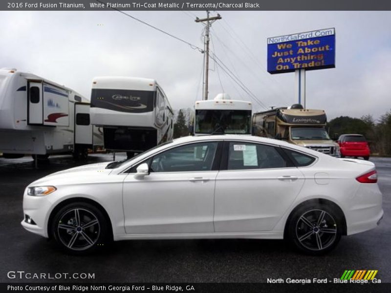 White Platinum Tri-Coat Metallic / Terracotta/Charcoal Black 2016 Ford Fusion Titanium