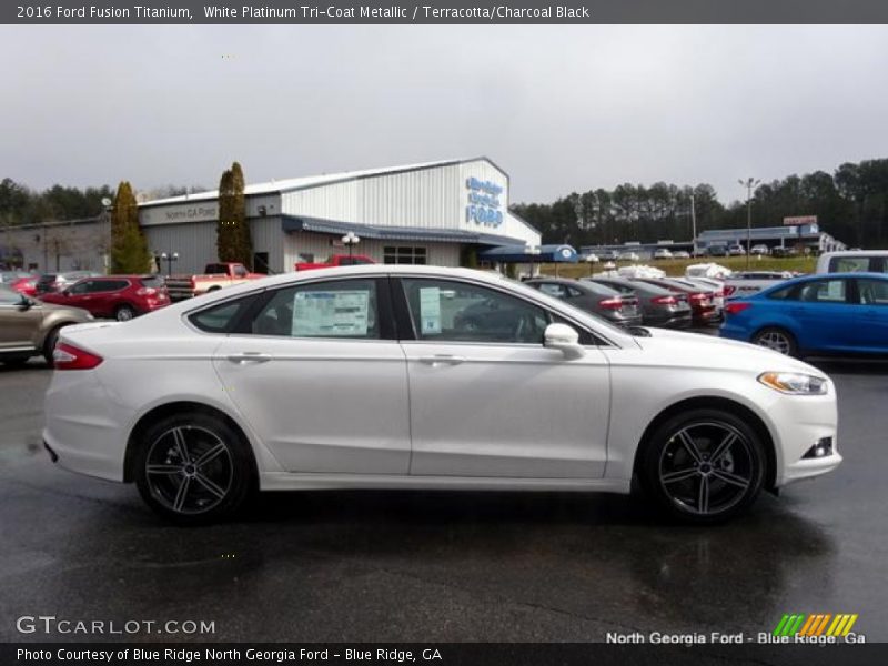 White Platinum Tri-Coat Metallic / Terracotta/Charcoal Black 2016 Ford Fusion Titanium