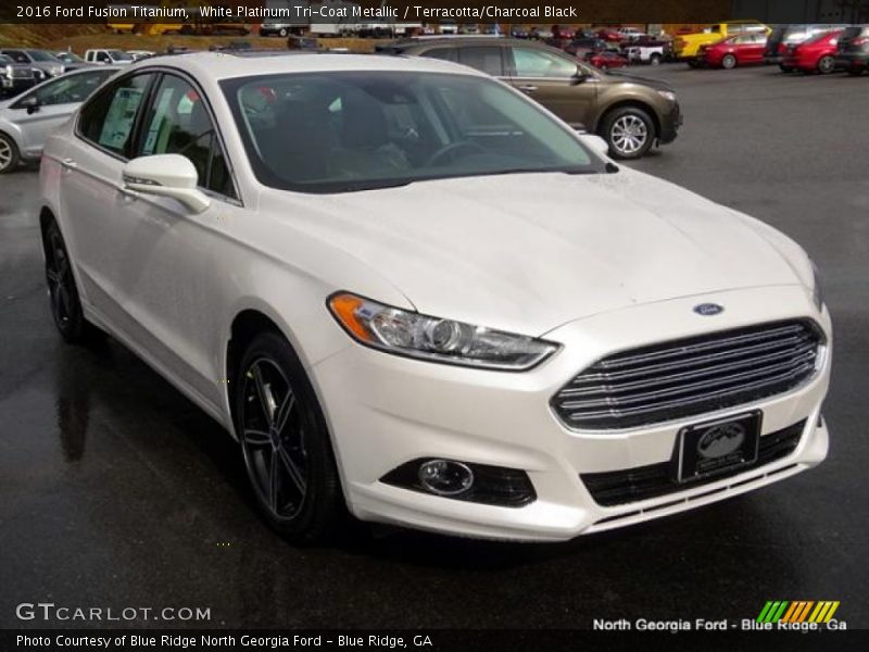 White Platinum Tri-Coat Metallic / Terracotta/Charcoal Black 2016 Ford Fusion Titanium