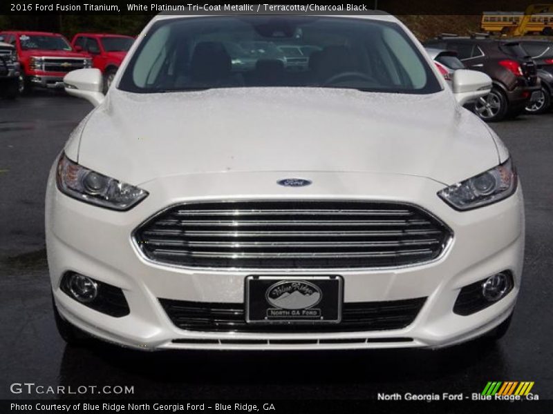 White Platinum Tri-Coat Metallic / Terracotta/Charcoal Black 2016 Ford Fusion Titanium