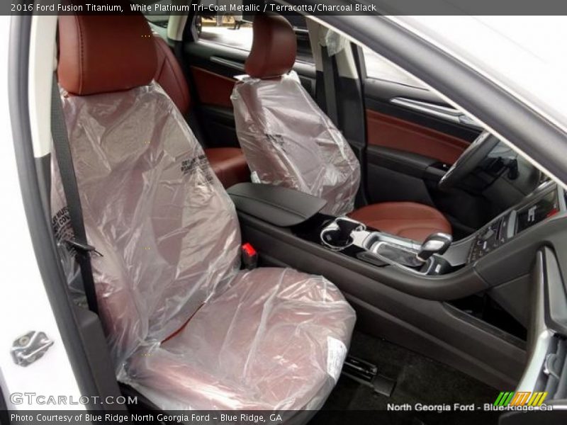 White Platinum Tri-Coat Metallic / Terracotta/Charcoal Black 2016 Ford Fusion Titanium