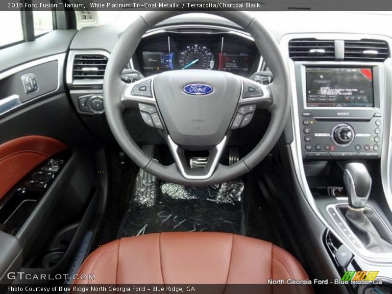 White Platinum Tri-Coat Metallic / Terracotta/Charcoal Black 2016 Ford Fusion Titanium
