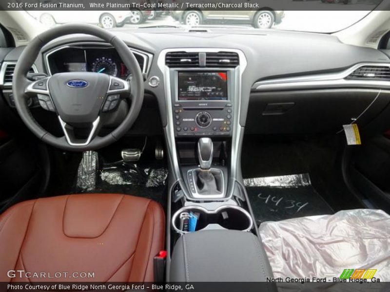 White Platinum Tri-Coat Metallic / Terracotta/Charcoal Black 2016 Ford Fusion Titanium