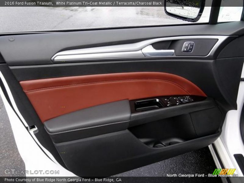 White Platinum Tri-Coat Metallic / Terracotta/Charcoal Black 2016 Ford Fusion Titanium