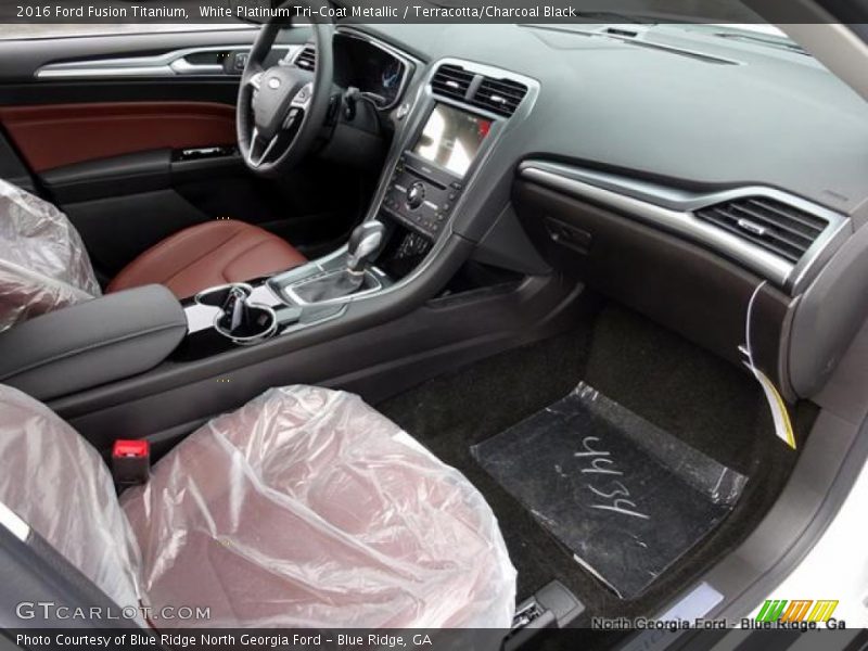 White Platinum Tri-Coat Metallic / Terracotta/Charcoal Black 2016 Ford Fusion Titanium