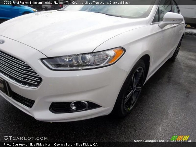 White Platinum Tri-Coat Metallic / Terracotta/Charcoal Black 2016 Ford Fusion Titanium