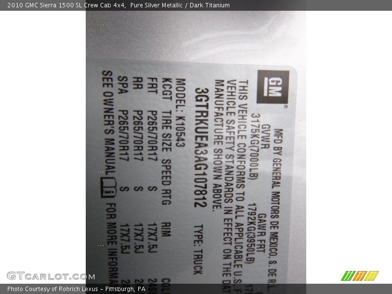 Pure Silver Metallic / Dark Titanium 2010 GMC Sierra 1500 SL Crew Cab 4x4