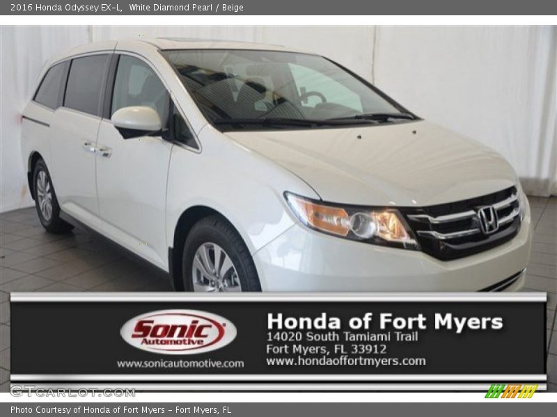 White Diamond Pearl / Beige 2016 Honda Odyssey EX-L
