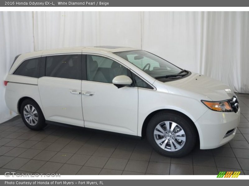 White Diamond Pearl / Beige 2016 Honda Odyssey EX-L