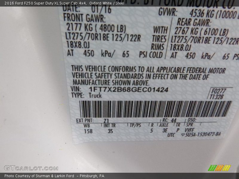 Oxford White / Steel 2016 Ford F250 Super Duty XL Super Cab 4x4