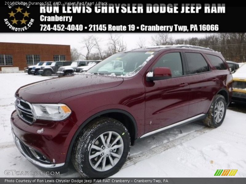Velvet Red Pearl / Black 2016 Dodge Durango SXT AWD