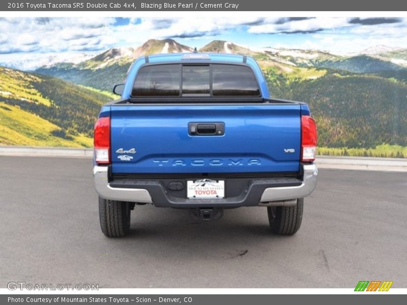 Blazing Blue Pearl / Cement Gray 2016 Toyota Tacoma SR5 Double Cab 4x4