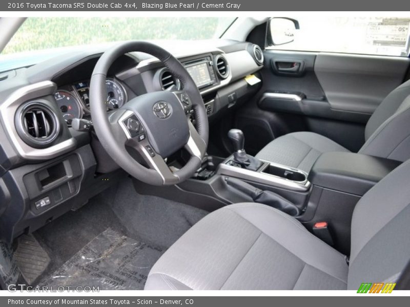 Blazing Blue Pearl / Cement Gray 2016 Toyota Tacoma SR5 Double Cab 4x4