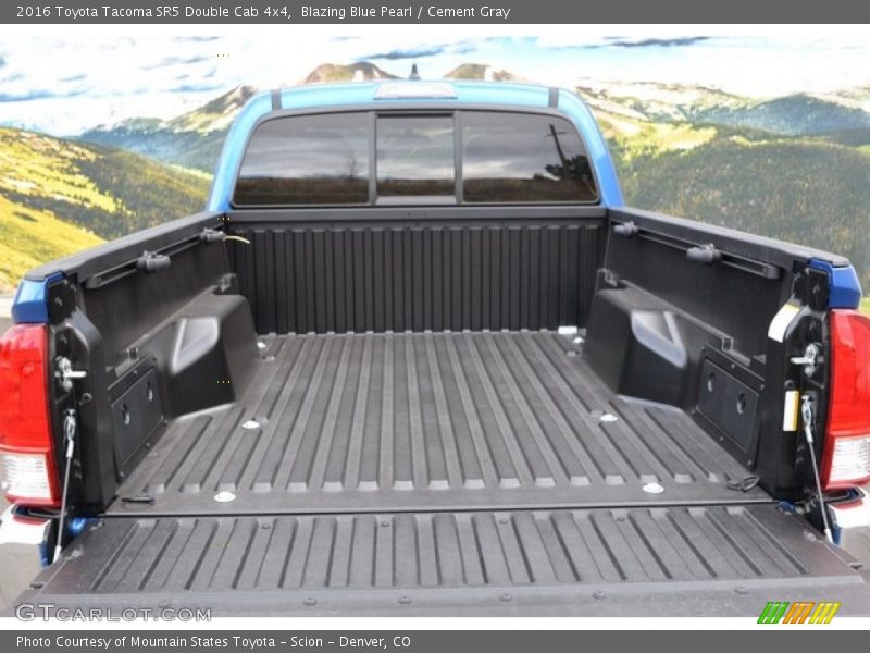 Blazing Blue Pearl / Cement Gray 2016 Toyota Tacoma SR5 Double Cab 4x4