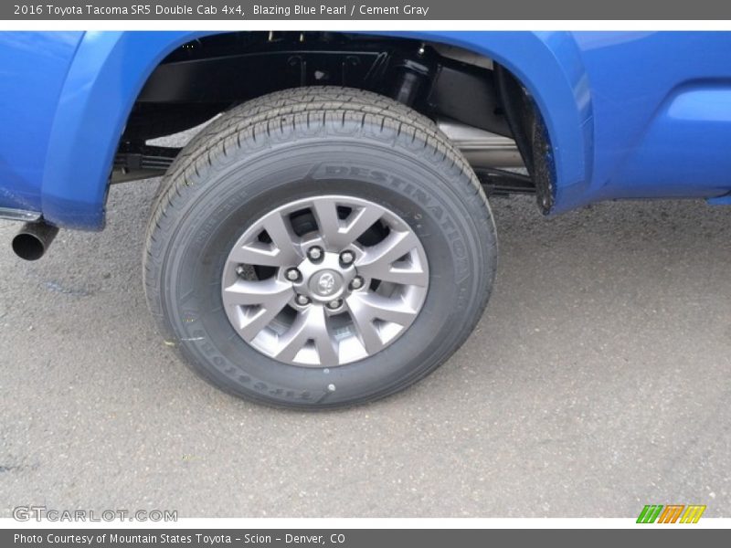 Blazing Blue Pearl / Cement Gray 2016 Toyota Tacoma SR5 Double Cab 4x4