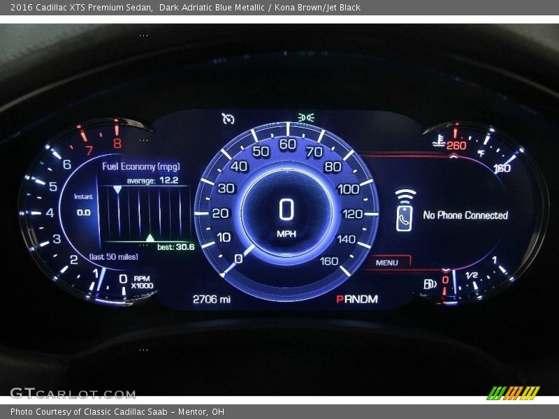 Dark Adriatic Blue Metallic / Kona Brown/Jet Black 2016 Cadillac XTS Premium Sedan