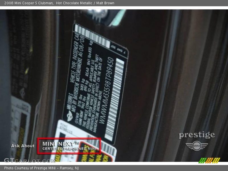 Hot Chocolate Metallic / Malt Brown 2008 Mini Cooper S Clubman