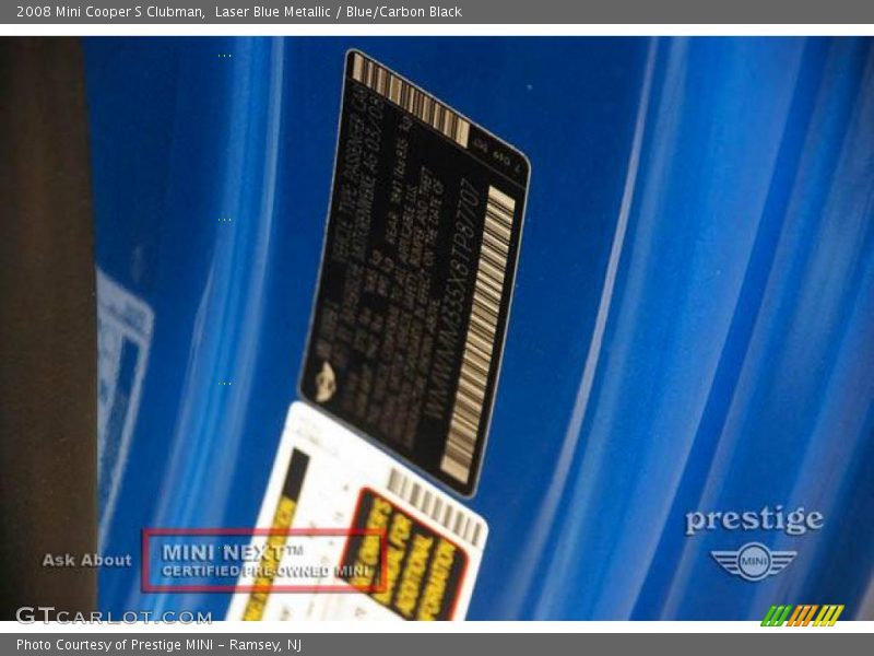 Laser Blue Metallic / Blue/Carbon Black 2008 Mini Cooper S Clubman