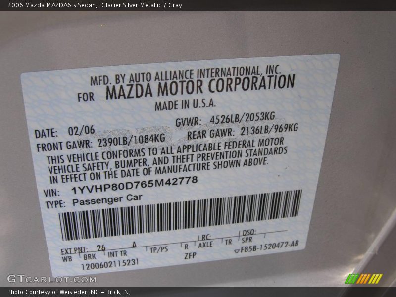 Glacier Silver Metallic / Gray 2006 Mazda MAZDA6 s Sedan
