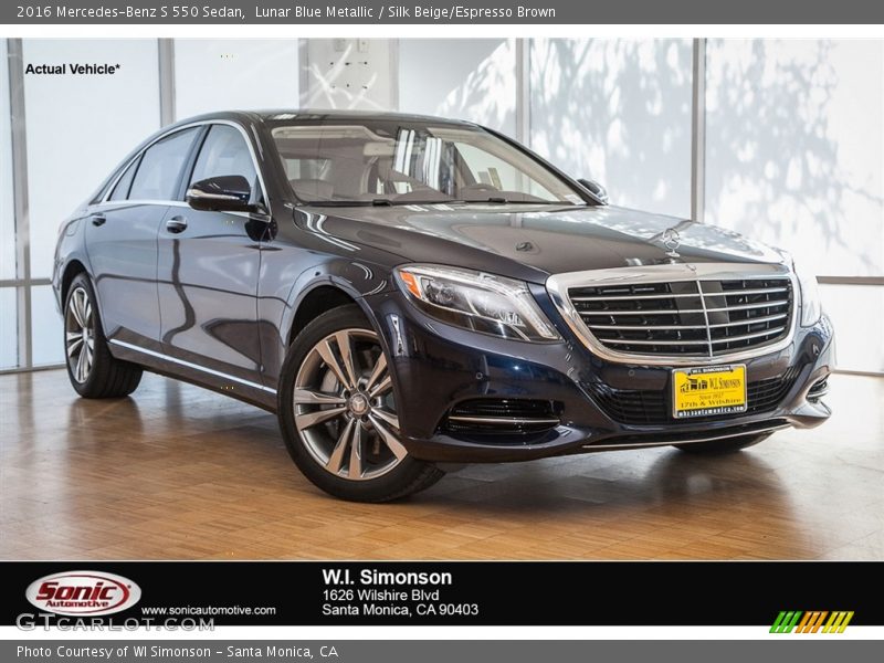 Lunar Blue Metallic / Silk Beige/Espresso Brown 2016 Mercedes-Benz S 550 Sedan