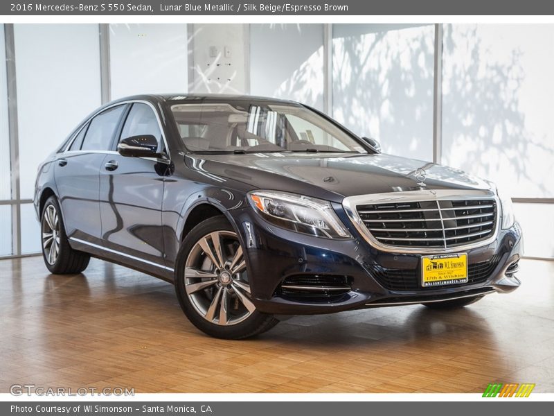 Lunar Blue Metallic / Silk Beige/Espresso Brown 2016 Mercedes-Benz S 550 Sedan