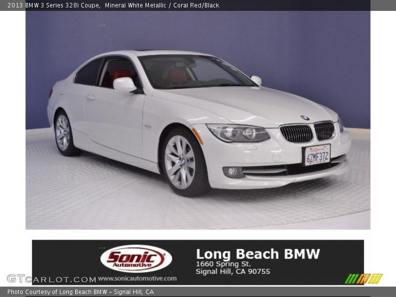 Mineral White Metallic / Coral Red/Black 2013 BMW 3 Series 328i Coupe
