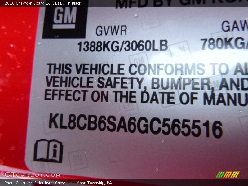 Salsa / Jet Black 2016 Chevrolet Spark LS