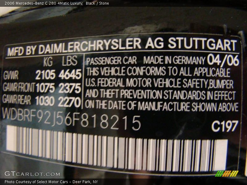 Black / Stone 2006 Mercedes-Benz C 280 4Matic Luxury