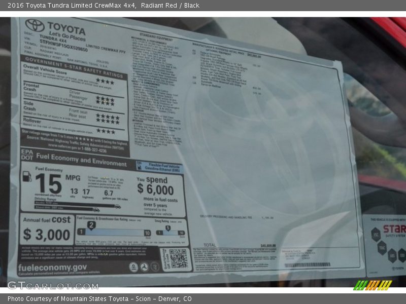 Radiant Red / Black 2016 Toyota Tundra Limited CrewMax 4x4