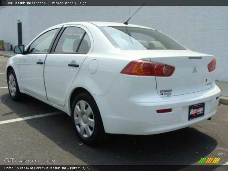 Wicked White / Beige 2008 Mitsubishi Lancer DE