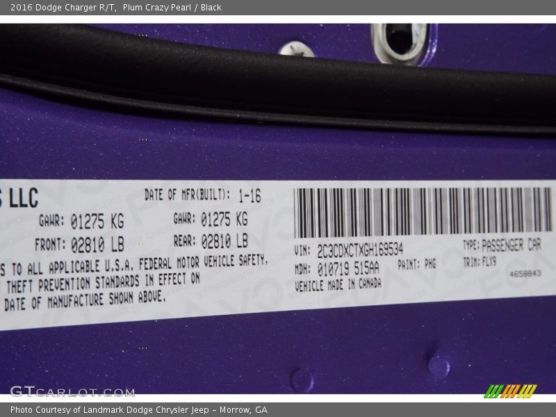 Plum Crazy Pearl / Black 2016 Dodge Charger R/T