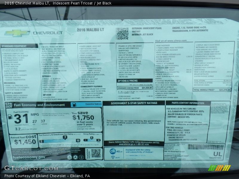 Iridescent Pearl Tricoat / Jet Black 2016 Chevrolet Malibu LT