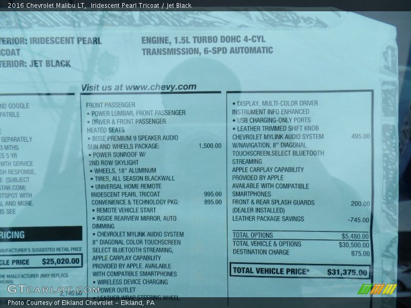 Iridescent Pearl Tricoat / Jet Black 2016 Chevrolet Malibu LT