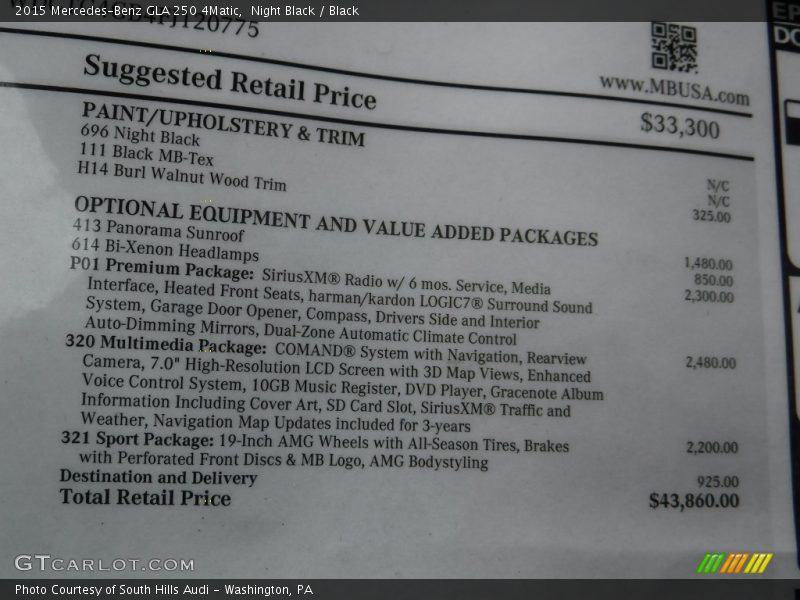 Night Black / Black 2015 Mercedes-Benz GLA 250 4Matic