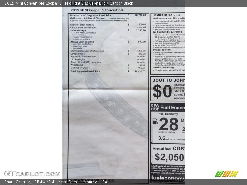 Midnight Black Metallic / Carbon Black 2015 Mini Convertible Cooper S