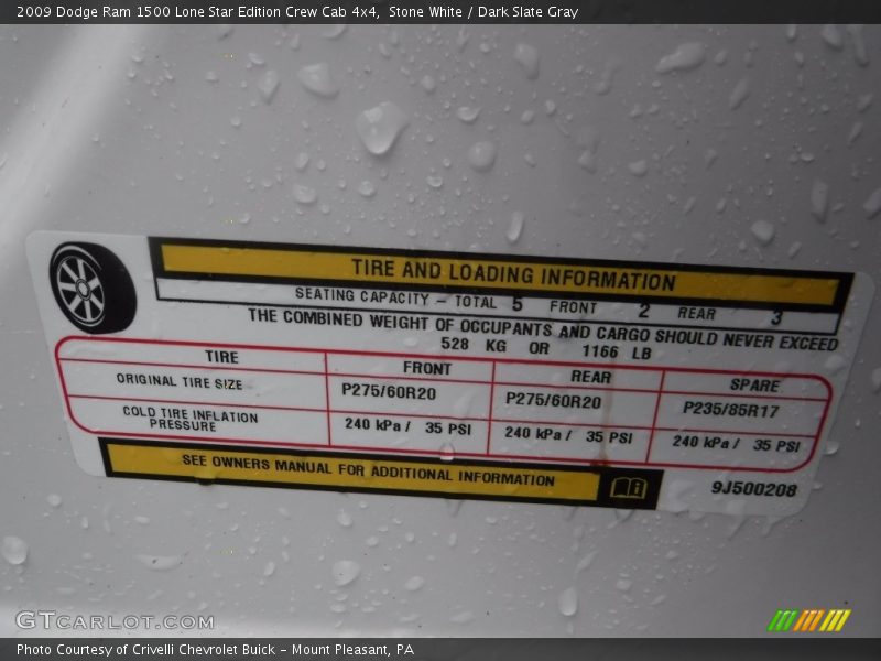 Stone White / Dark Slate Gray 2009 Dodge Ram 1500 Lone Star Edition Crew Cab 4x4
