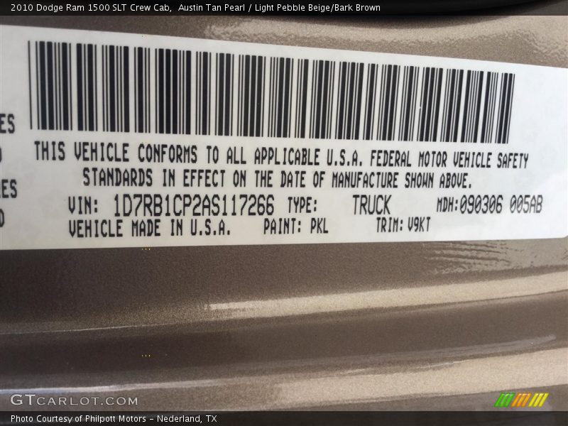 Austin Tan Pearl / Light Pebble Beige/Bark Brown 2010 Dodge Ram 1500 SLT Crew Cab