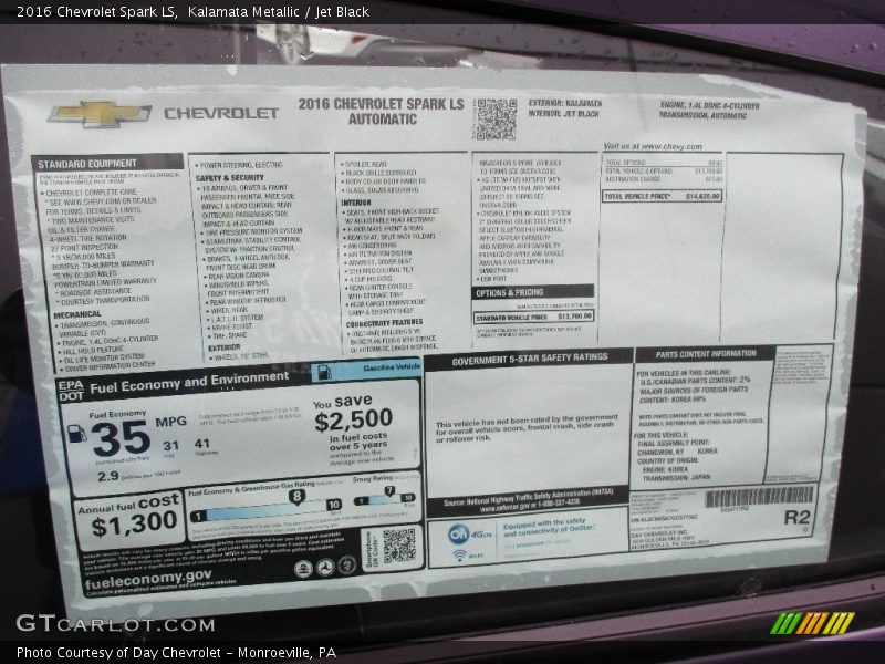 Kalamata Metallic / Jet Black 2016 Chevrolet Spark LS