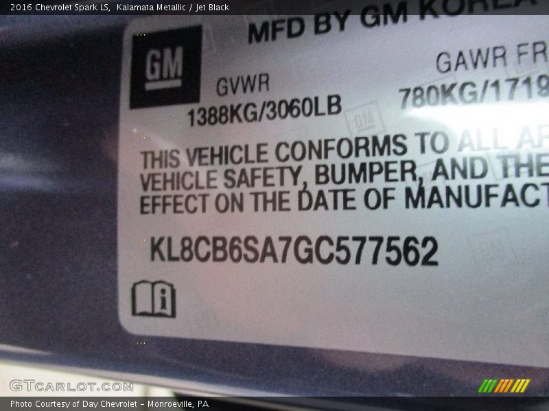 Kalamata Metallic / Jet Black 2016 Chevrolet Spark LS