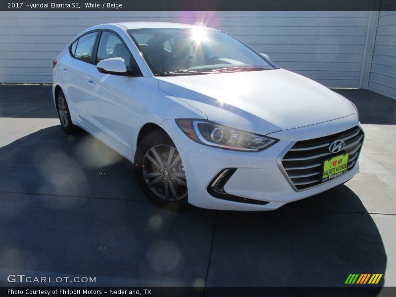 White / Beige 2017 Hyundai Elantra SE