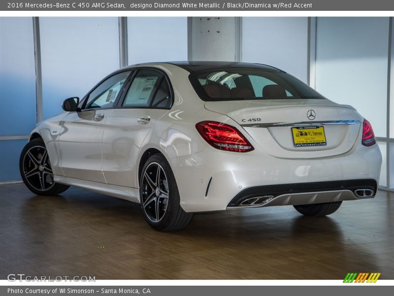 designo Diamond White Metallic / Black/Dinamica w/Red Accent 2016 Mercedes-Benz C 450 AMG Sedan