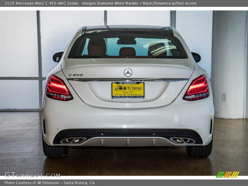 designo Diamond White Metallic / Black/Dinamica w/Red Accent 2016 Mercedes-Benz C 450 AMG Sedan