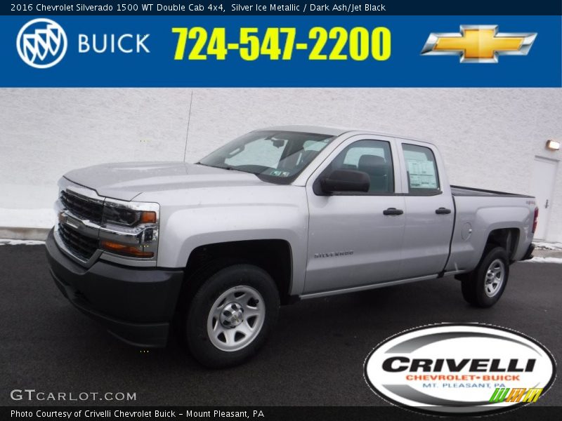 Silver Ice Metallic / Dark Ash/Jet Black 2016 Chevrolet Silverado 1500 WT Double Cab 4x4