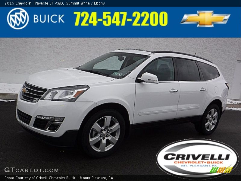 Summit White / Ebony 2016 Chevrolet Traverse LT AWD
